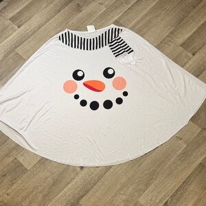 White Snowman Poncho with Black Stripes